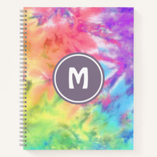 Abstract Pastel Rainbow Fun Batik Tie Dye Monogram Notebook