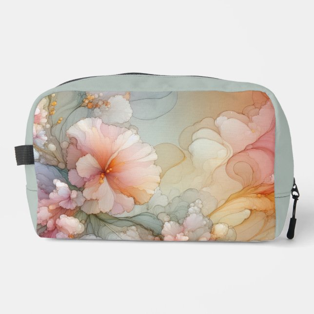 Abstract Pastel Sea Foam Floral Cloud Landscape Dopp Kit (Front)