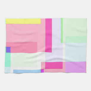 Abstract Pastel Squares Blue Tea Towel