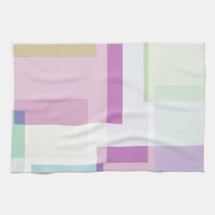 Abstract Pastel Squares Rose Tea Towel