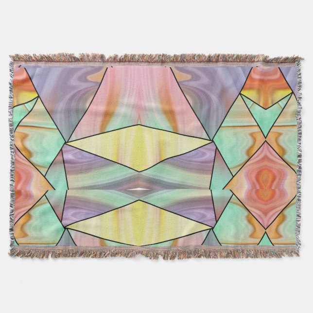 Abstract Pastel Stained Liquid Marble Geometric Throw Blanket (Front)