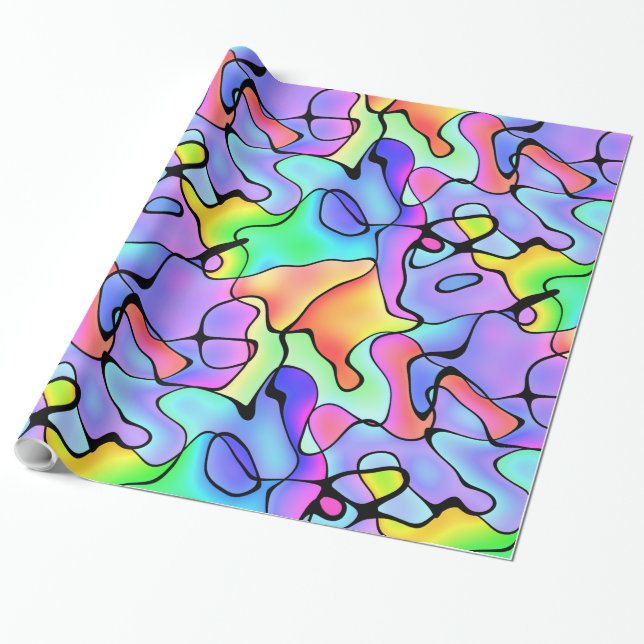 Abstract Pastel Water Colours Pattern Wrapping Paper (Unrolled)