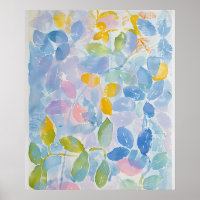 Abstract Pastel Watercolor Leaves