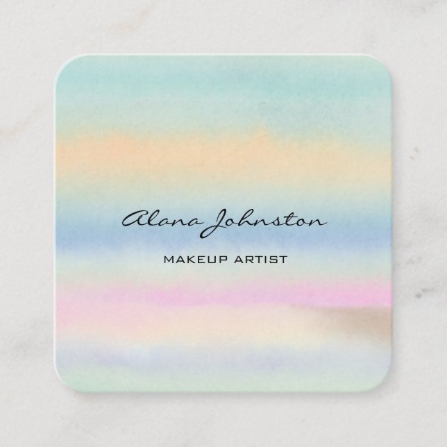 Abstract Pastel Watercolor  Square Business Card (Front)