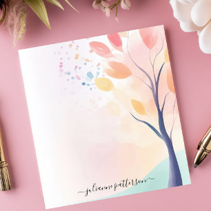 Abstract Pastel Watercolor Tree Personalised Name Notepad