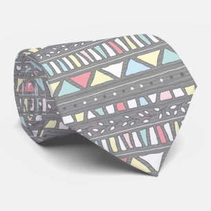Abstract Pastels on Grey Pattern Tie