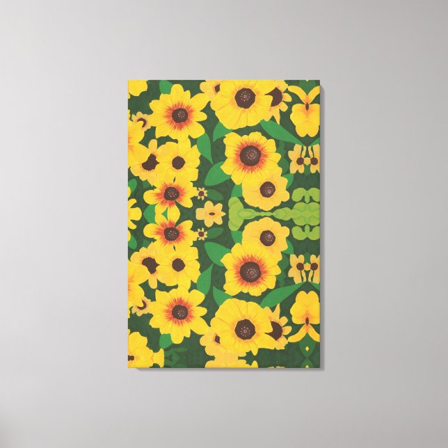 Abstract Patch of Yellow Sunflowers Painting Print (Front)