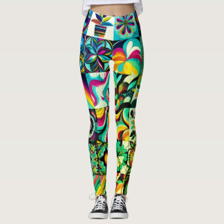 Abstract Patchwork Art Pair of Customised Modern Leggings
