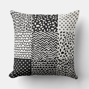 Abstract Patchwork - Black and White Cushion