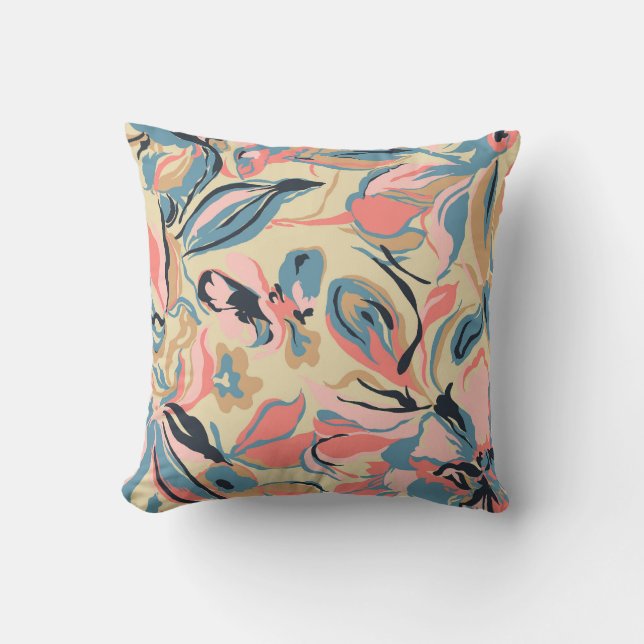 Abstract patchwork: geometric floral cream. cushion (Front)