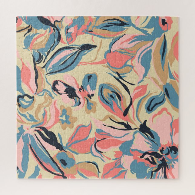Abstract patchwork: geometric floral cream. jigsaw puzzle (Vertical)