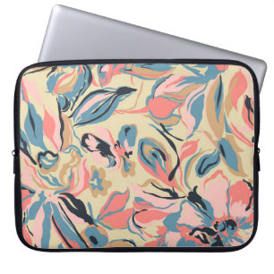 Abstract patchwork: geometric floral cream. laptop sleeve