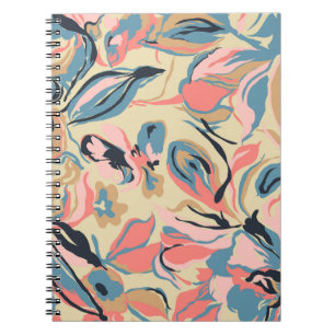 Abstract patchwork: geometric floral cream. notebook