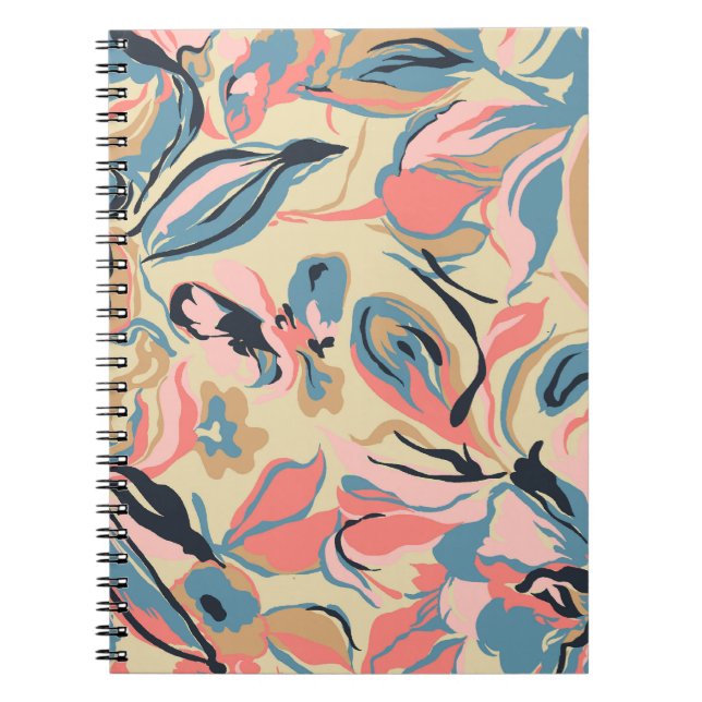 Abstract patchwork: geometric floral cream. notebook (Front)
