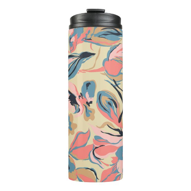 Abstract patchwork: geometric floral cream. thermal tumbler (Front)