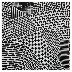 Abstract Patchwork Map - Black on White Fabric