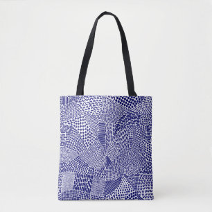 Abstract Patchwork Map - Deep Navy Blue on White Tote Bag