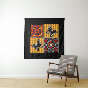 Abstract patchwork quilting retro vintage pattern tapestry