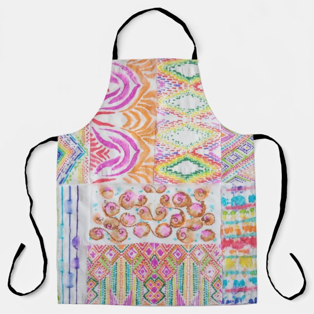 Abstract patchwork, watercolor tie dye pattern. apron (Front)