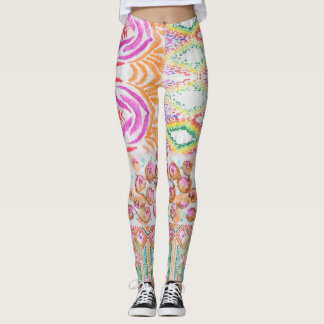 Abstract patchwork, watercolor tie dye pattern. leggings