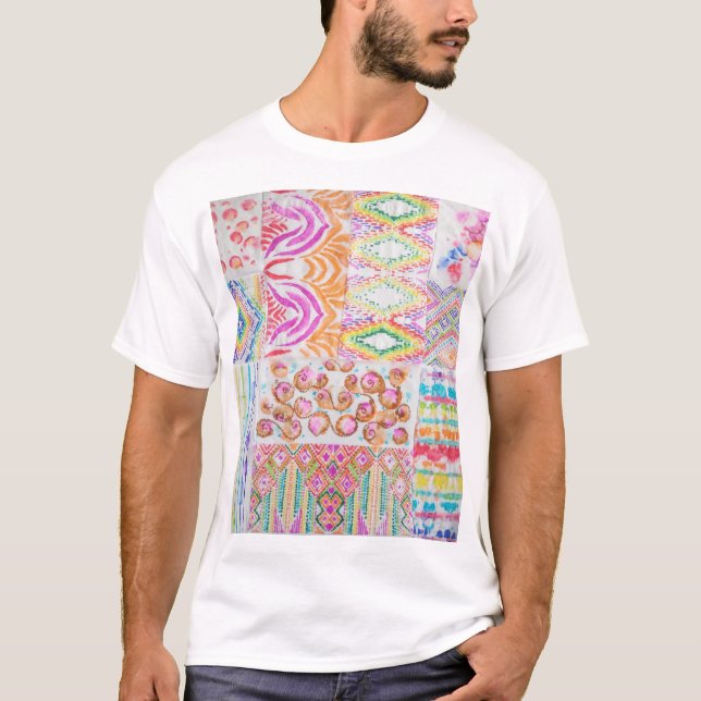 Abstract patchwork, watercolor tie dye pattern. T-Shirt (Front)