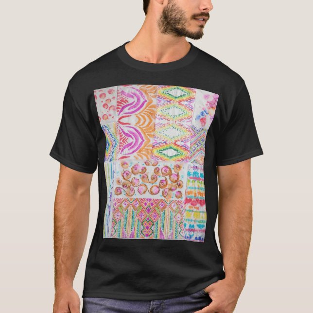 Abstract patchwork, watercolor tie dye pattern. T-Shirt (Front)