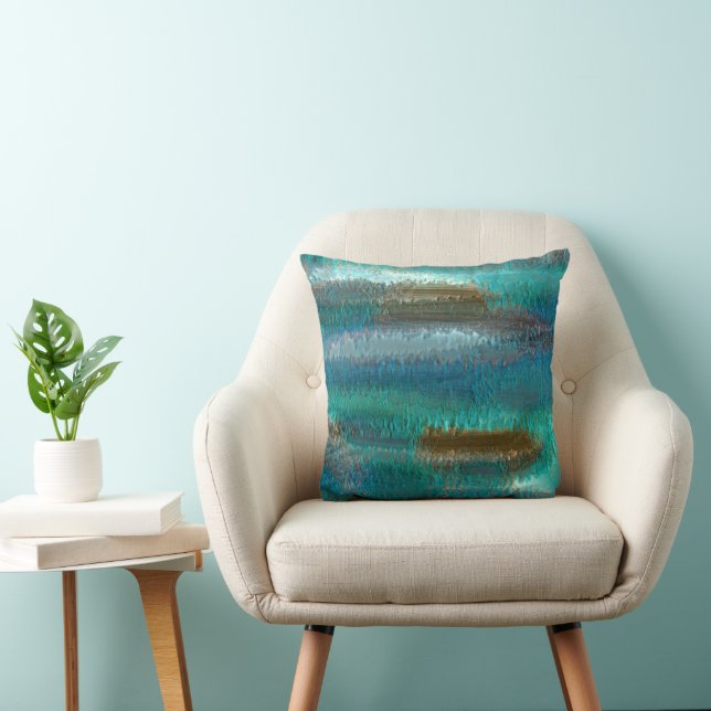 Abstract patina copper and green by Renee Cushion (Chair)