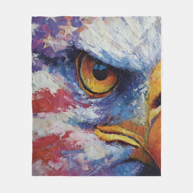 Abstract patriotic american flag bald eagle fleece blanket (Front)
