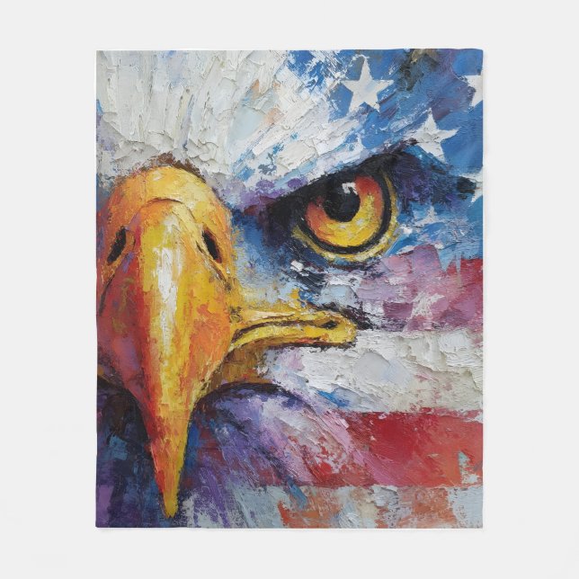 Abstract patriotic american flag bald eagle fleece blanket (Front)