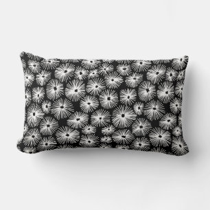Abstract Pattern 101115 - White on Black Lumbar Cushion