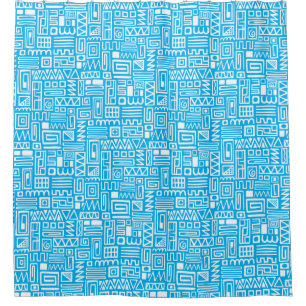 Abstract Pattern 110122 - White on Sky Blue Shower Curtain
