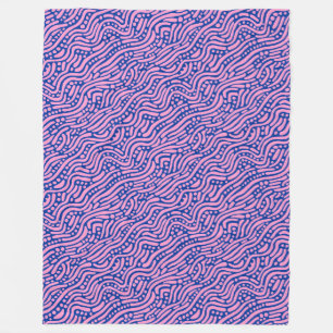 Abstract Pattern 110523 - Pink and Navy Blue Fleece Blanket