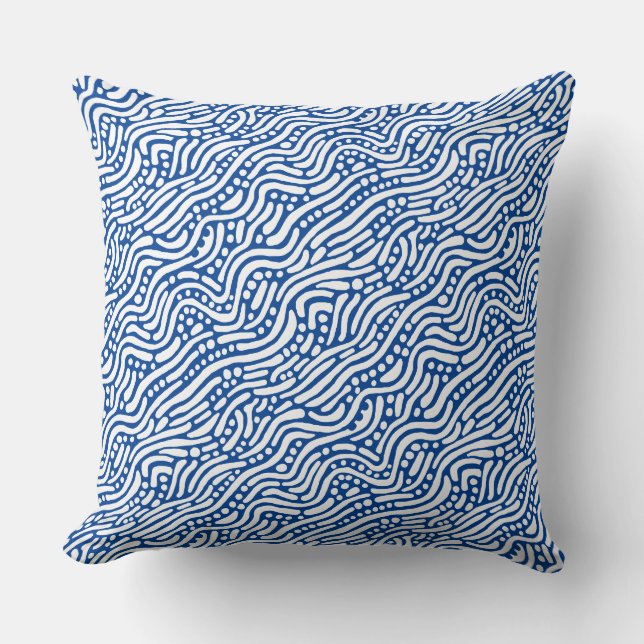 Abstract Pattern 110523 - White on Deep Blue Cushion (Front)