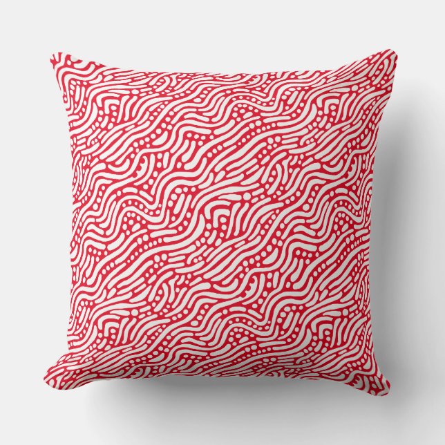Abstract Pattern 110523 - White on Red Cushion (Front)
