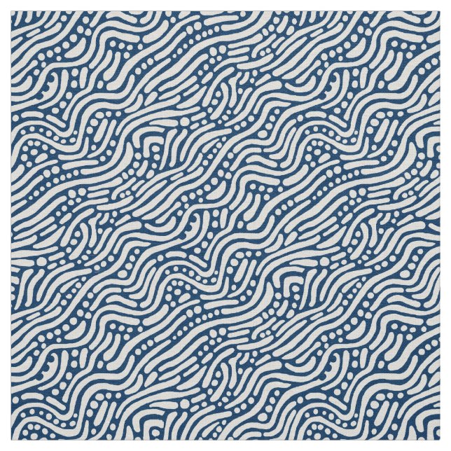 Abstract Pattern 110523 - White on Shibori Blue Fabric (Swatch)