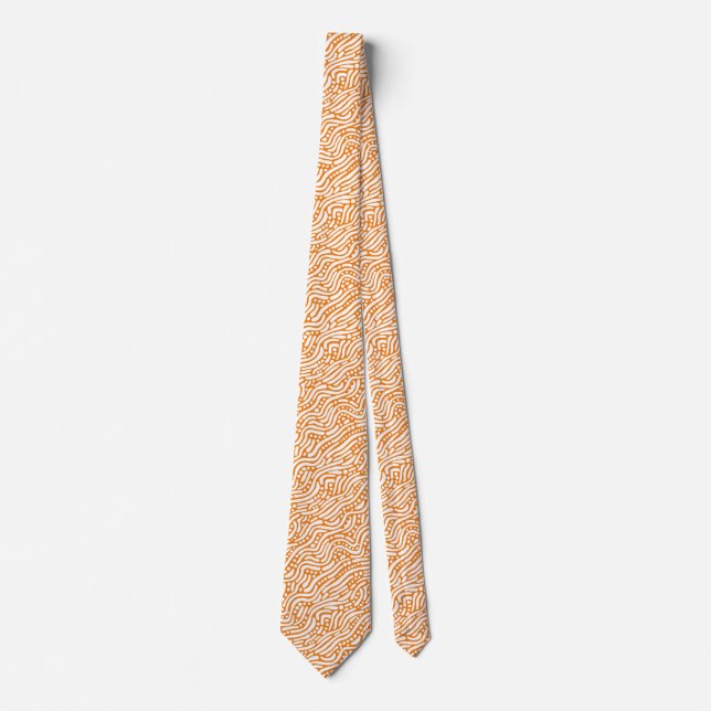 Abstract Pattern 110523 - White on Yellow Orange Tie (Front)