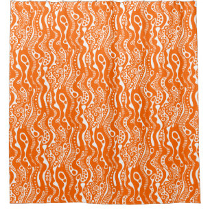 Abstract Pattern 130621 - Orange an White Shower Curtain
