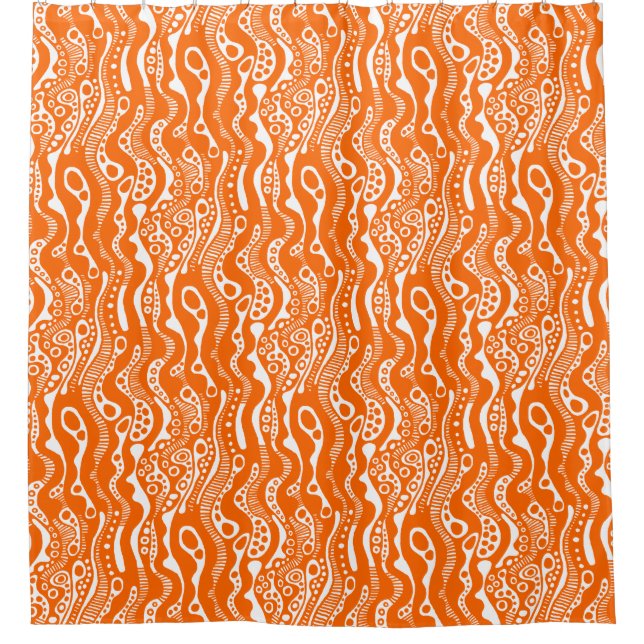 Abstract Pattern 130621 - Orange an White Shower Curtain (Front)