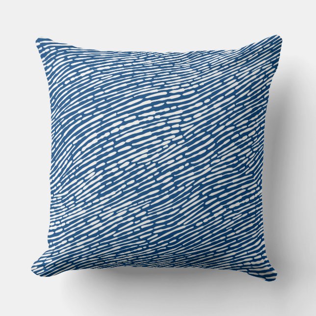 Abstract Pattern 140523 - White on Shibori Blue Cushion (Front)