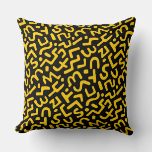 Abstract Pattern 170822 - Amber on Black Cushion