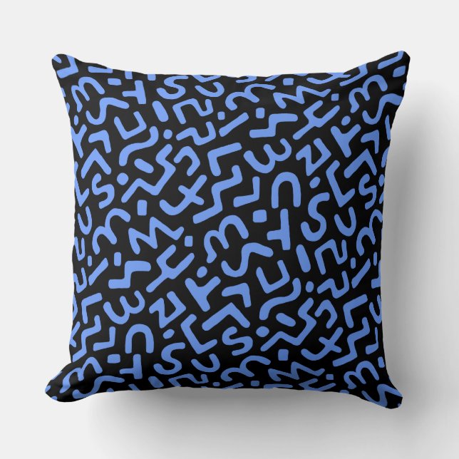 Abstract Pattern 170822 - Baby Blue on Black Cushion (Front)