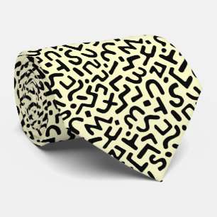 Abstract Pattern 170822 - Black on Pale Yellow Tie