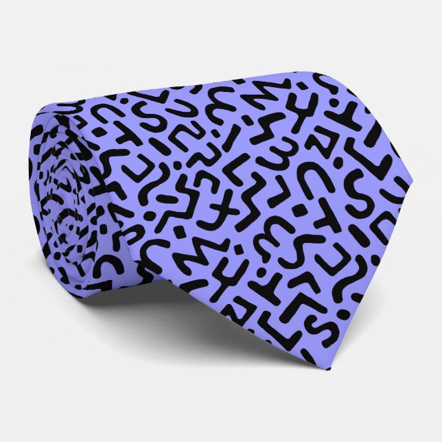 Abstract Pattern 170822 - Black on Pastel Blue Tie (Rolled)