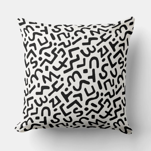 Abstract Pattern 170822 - Black on White Cushion (Front)