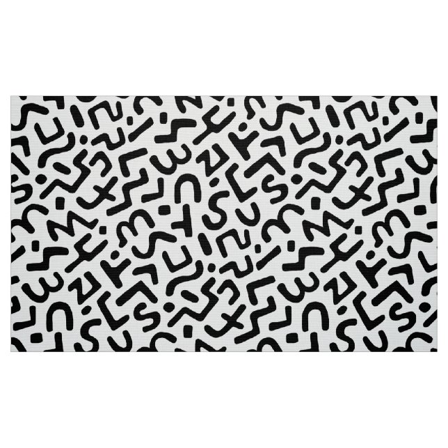 Abstract Pattern 170822 - Black on White Fabric (Fat Quarter)