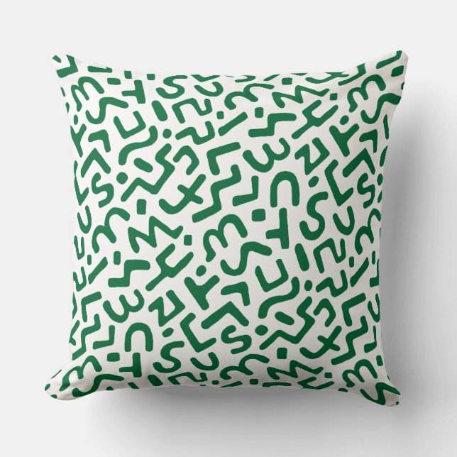 Abstract Pattern 170822 - Forest Green on White Cushion (Front)