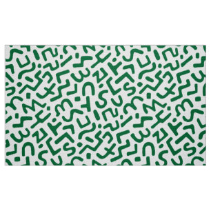 Abstract Pattern 170822 - Forest Green on White Fabric
