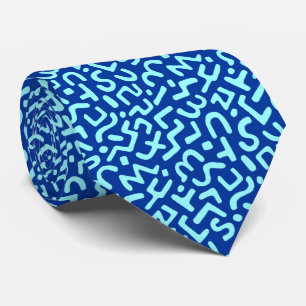 Abstract Pattern 170822 - Ice Blue on Navy Blue Tie