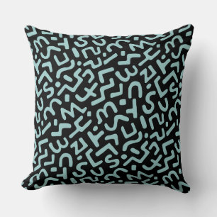 Abstract Pattern 170822 - Lt Blue Green on Black Cushion
