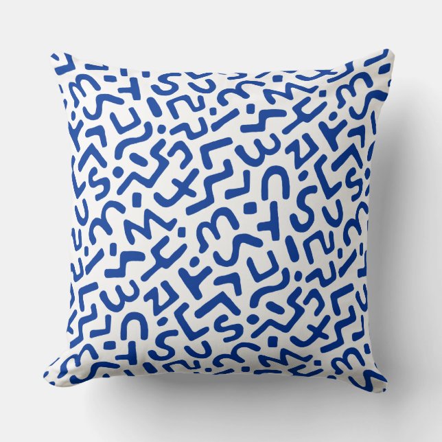 Abstract Pattern 170822 - Navy Blue on White Cushion (Front)